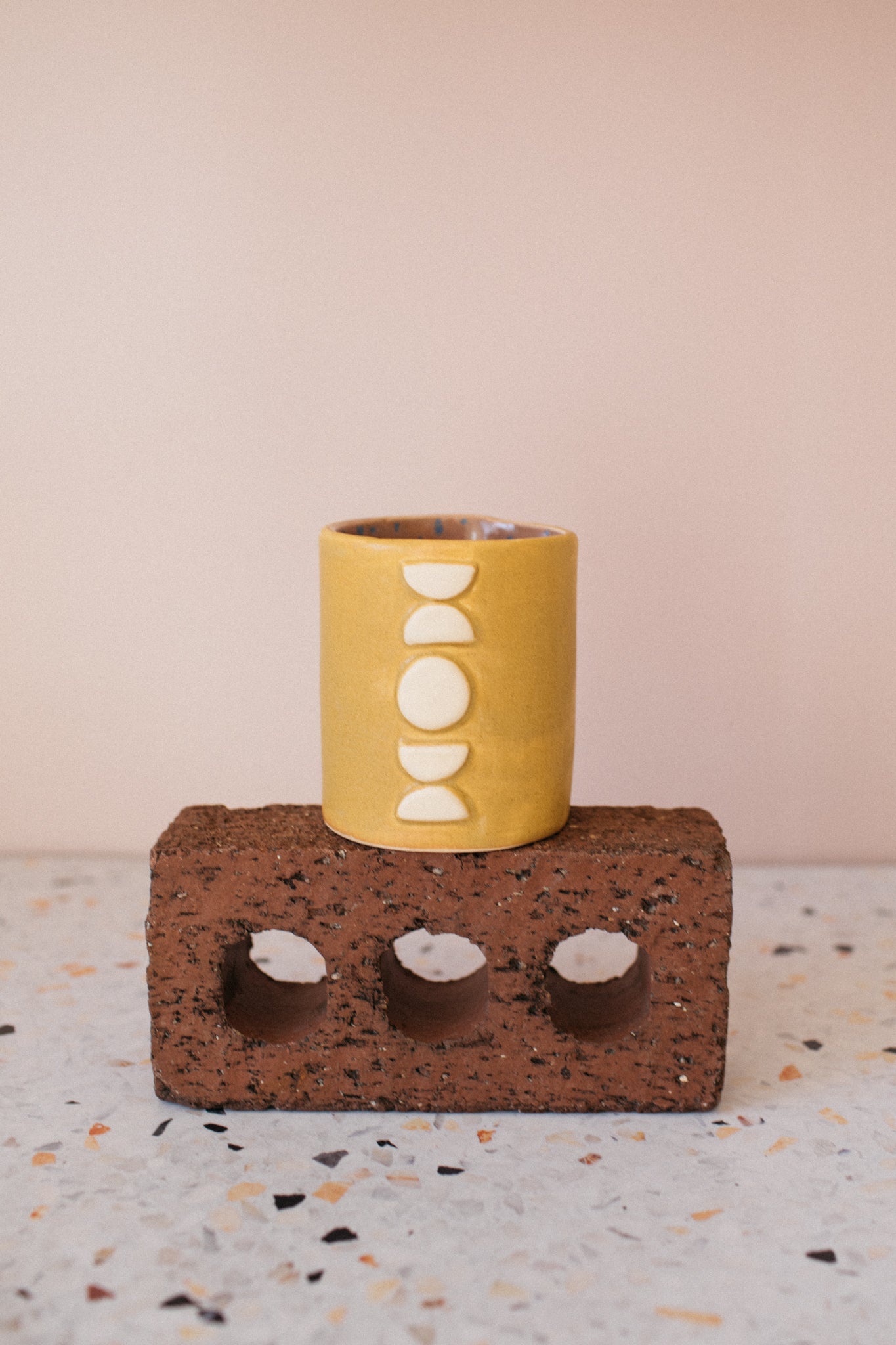 Mustard Yellow Geometric Ceramic Cup