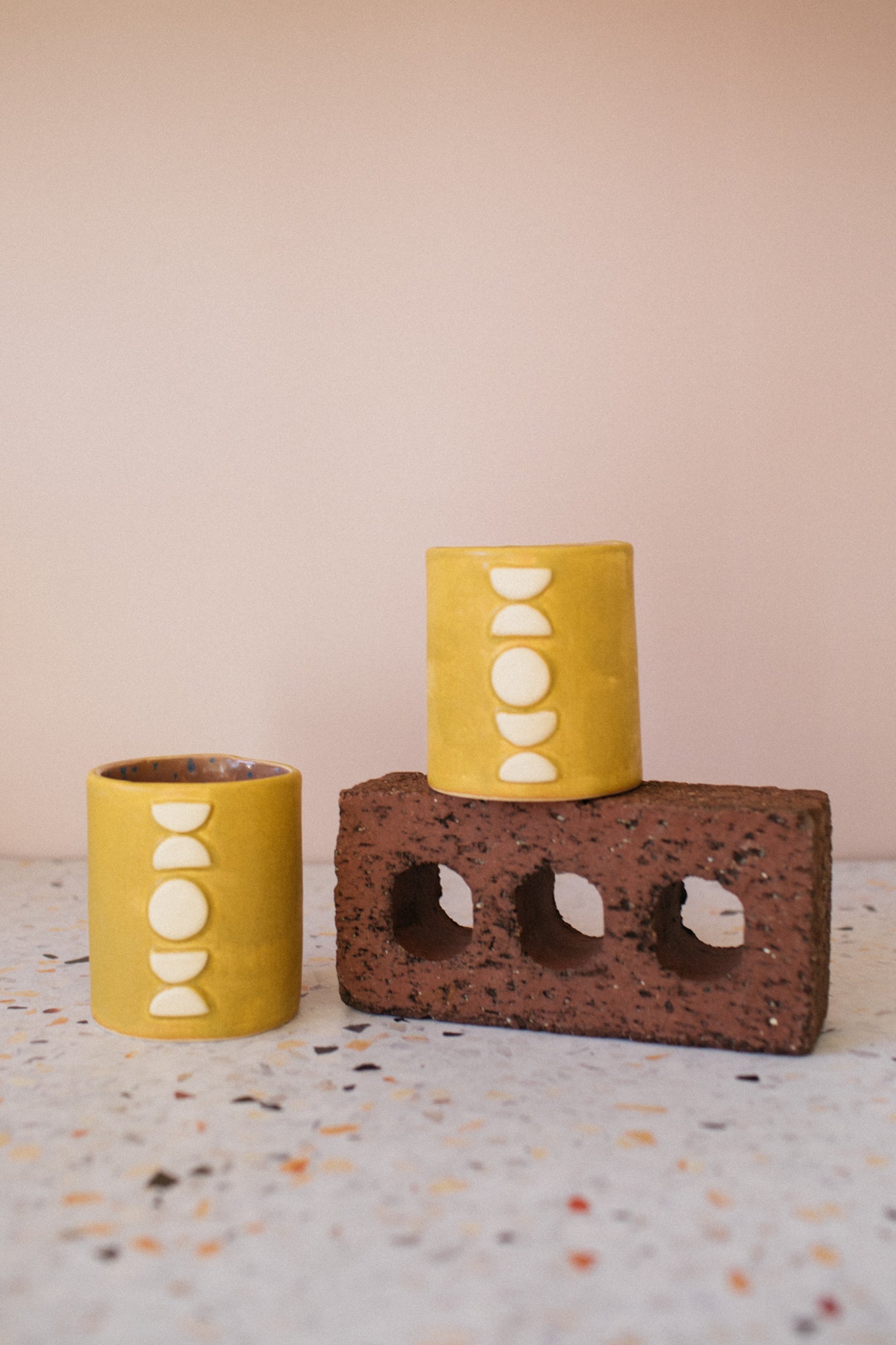 Mustard Yellow Geometric Ceramic Cup