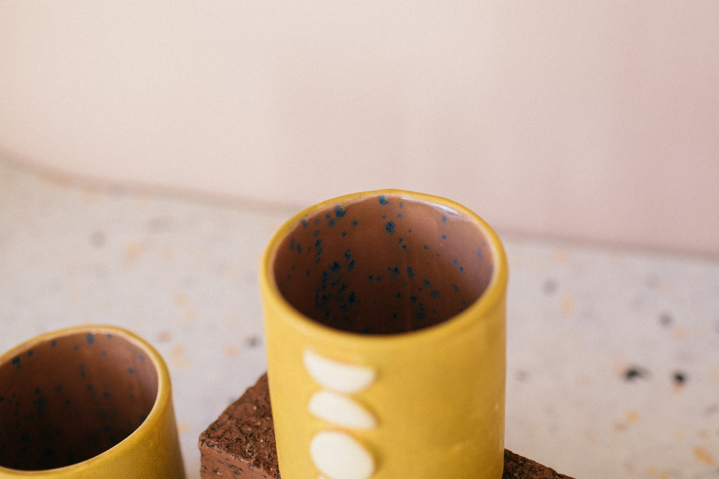 Mustard Yellow Geometric Ceramic Cup