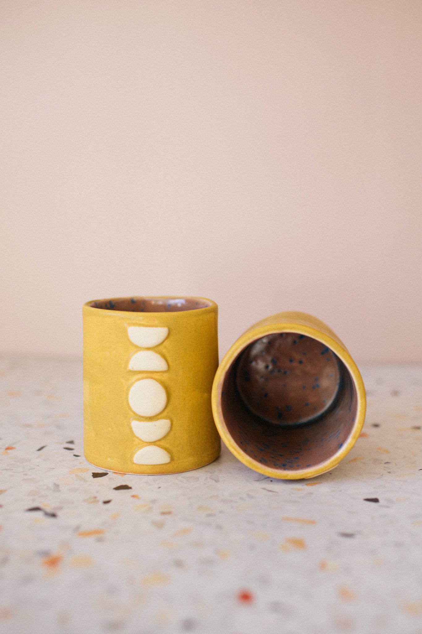 Mustard Yellow Geometric Ceramic Cup