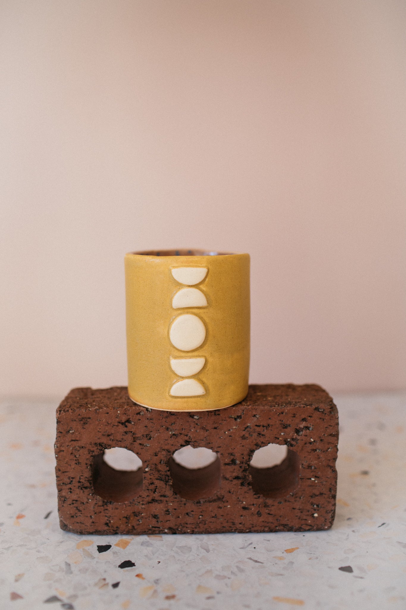 Mustard Yellow Geometric Ceramic Cup