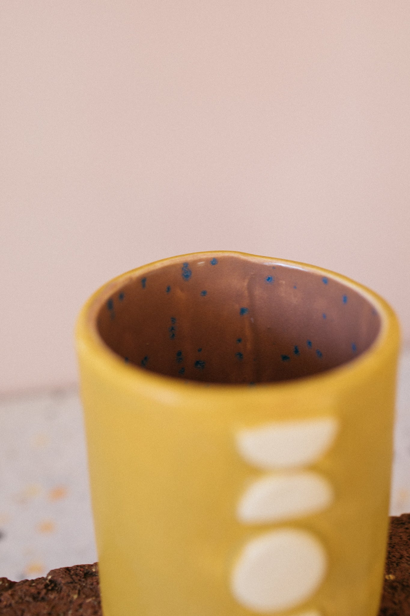 Mustard Yellow Geometric Ceramic Cup